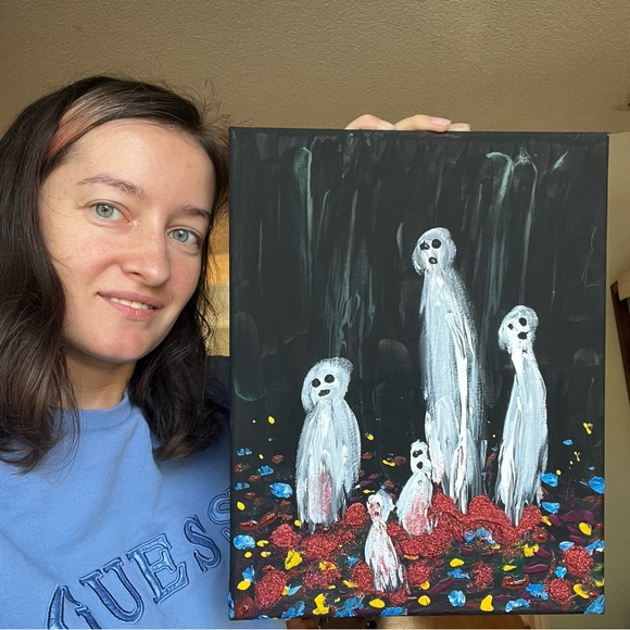 The Woods Original Acrylic Painting Dark Art Eerie Spooky 8x10” Painting - Picture 4 of 10